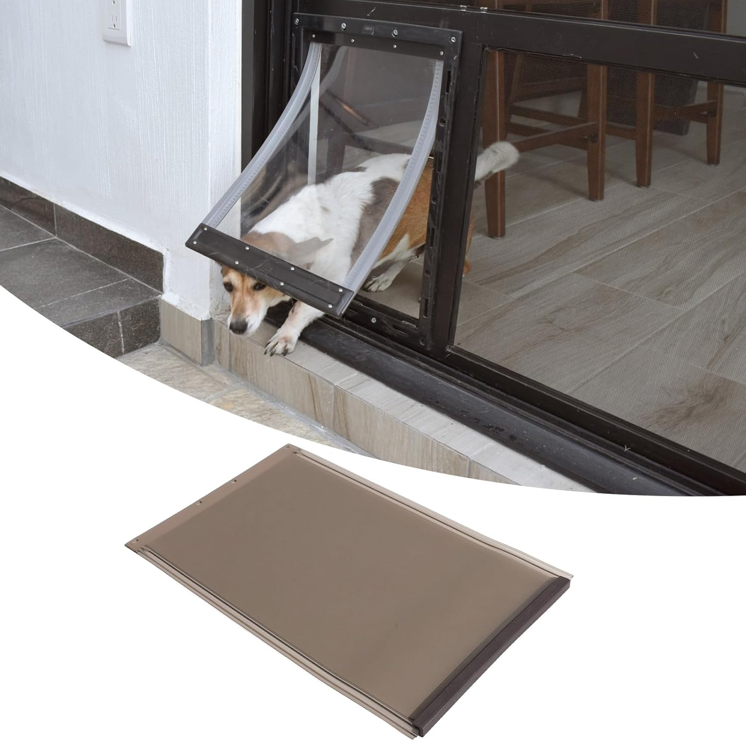 Gernie Dog Door Flap Replacement, Medium, White/Black/Brown, Plastic, Magnetic Closure, Suitable for Average-Sized Dogs and Households image number 2