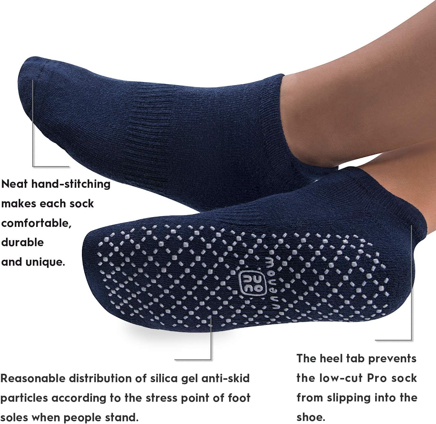 Unenow Unisex Non Slip Grip Socks with Cushion for Yoga, Pilates, Barre, Home & Hospital image number 3