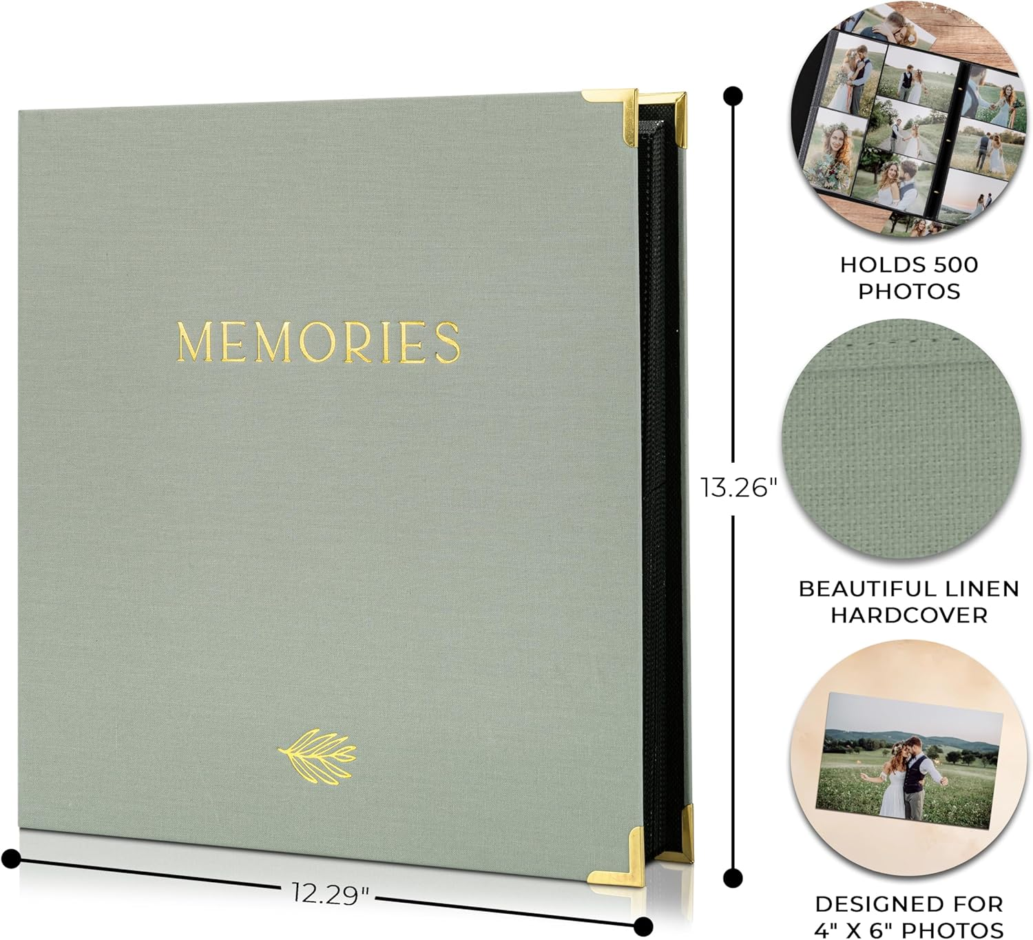 Beautiful Linen Photo Album for 4X6 Photos - Safely Holds up to 500 Pictures of Unique Memories - the Perfect Large Photo Book to Store All Pictures of Treasured Family, Baby or Wedding Moments - Beige image number 2