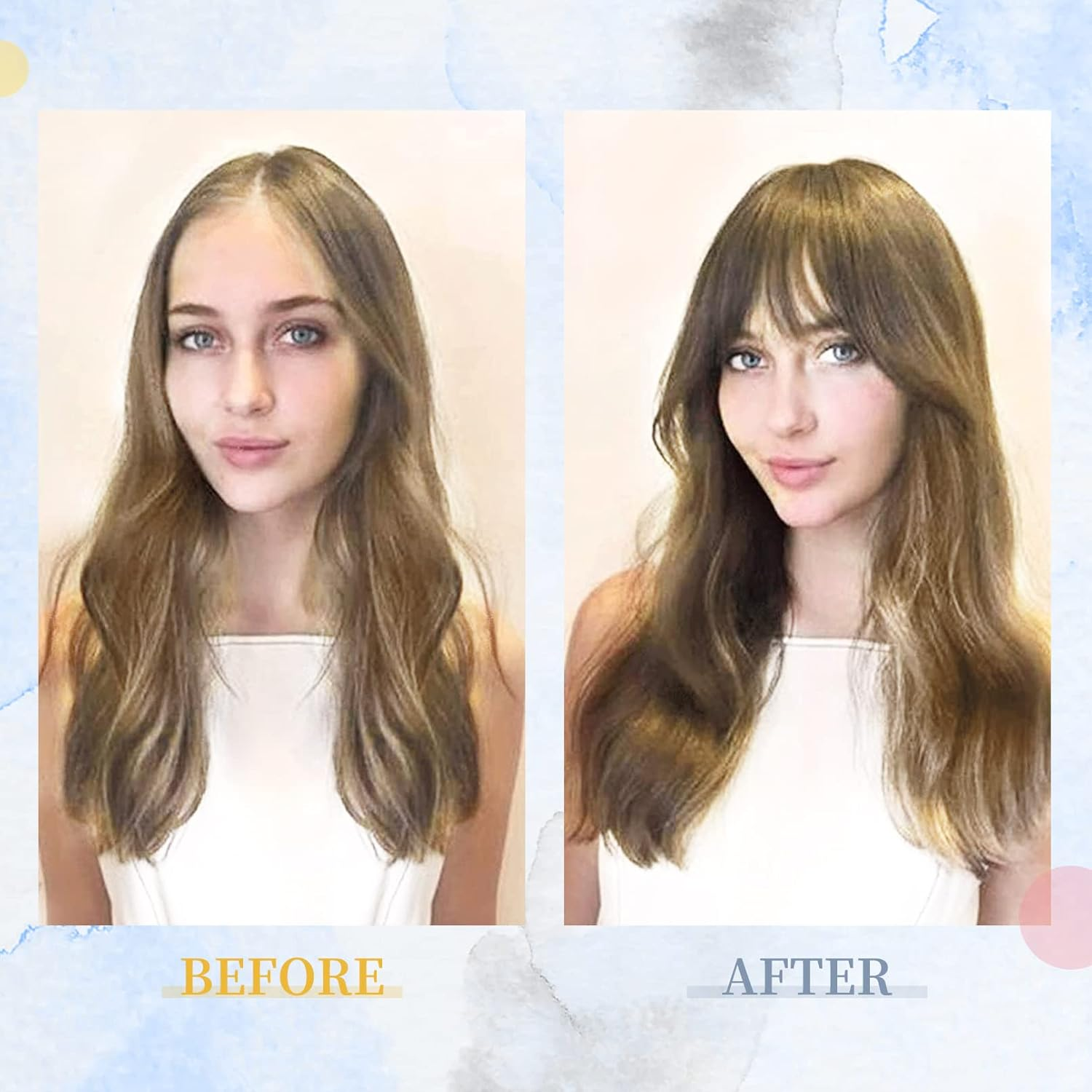 YOGFIT Clip in Bangs 100% Human Hair French Bang Clip in Hair Extensions, French Bang Fring with Temples Hairpieces Clip on French Bangs Flat Bangs Clip Curved Bangs for D (French Bangs, Dirty Blonde) image number 3