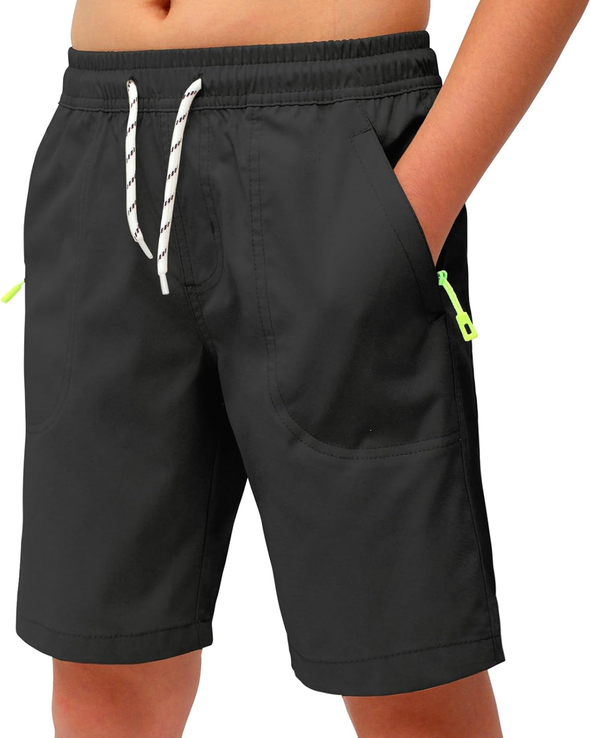 Hill & Sea Boys Shorts Casual Classic Fit Drawstring Summer Beach Twill Shorts with Zipper Pockets image number 5