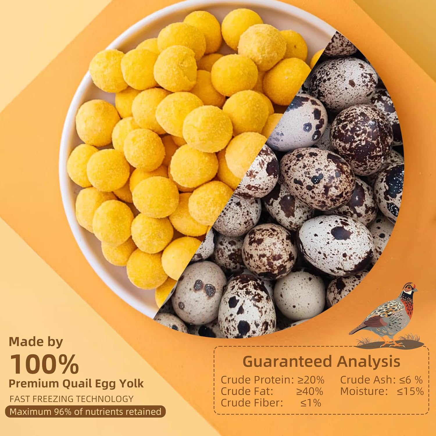 Freeze Dried Cat Snacks Dog Treats Healthy Quail Egg Yolk for Cats Dogs Training，Pet Snacks Increase Nutrition for Dogs Puppy Cats image number 5