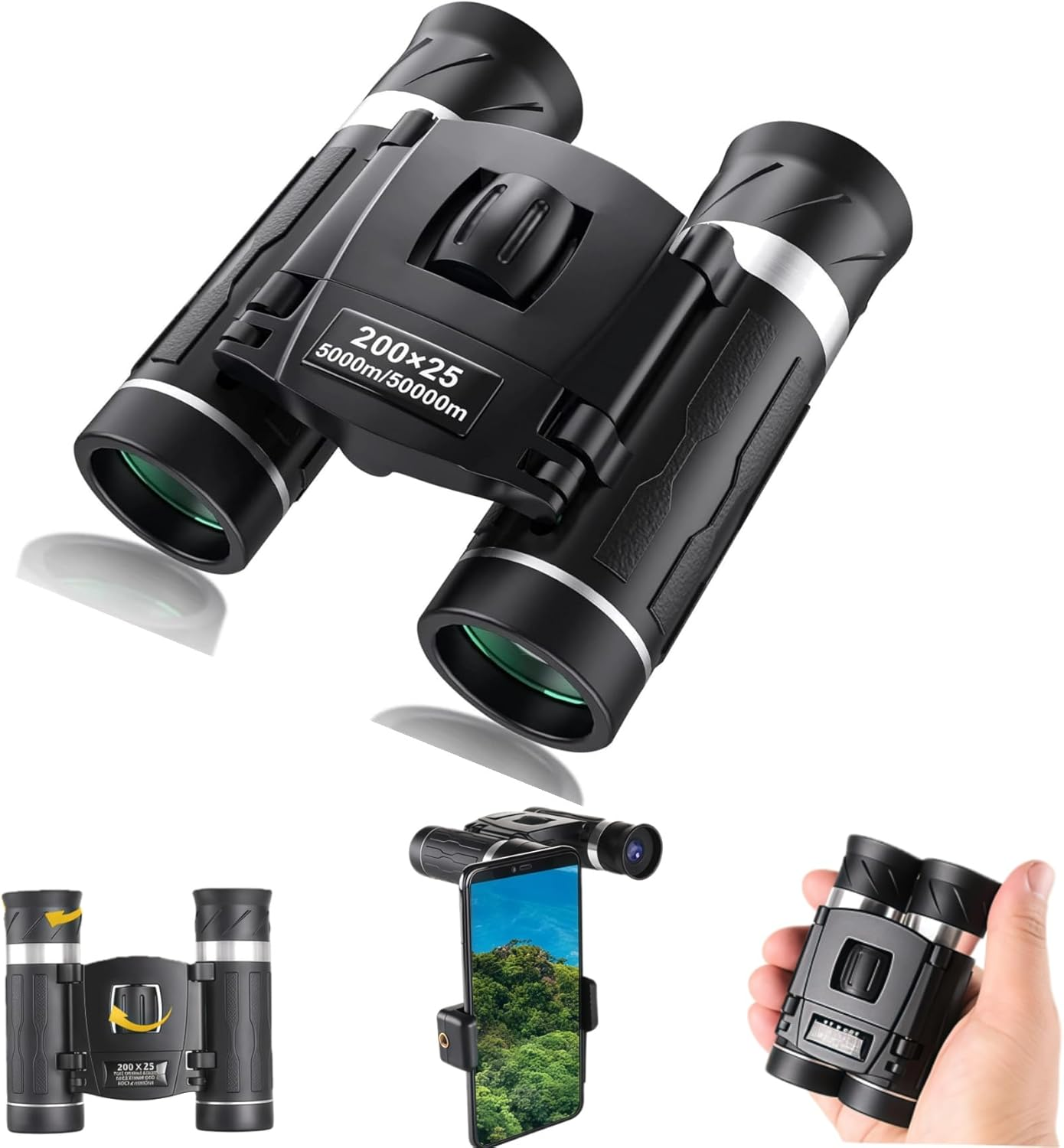 Binoculars, 200X25 Waterproof Compact Binoculars, Suitable for Bird Watching, Hunting, Concerts, Theater, Opera, Travel, and Sightseeing. (Black) image number 6