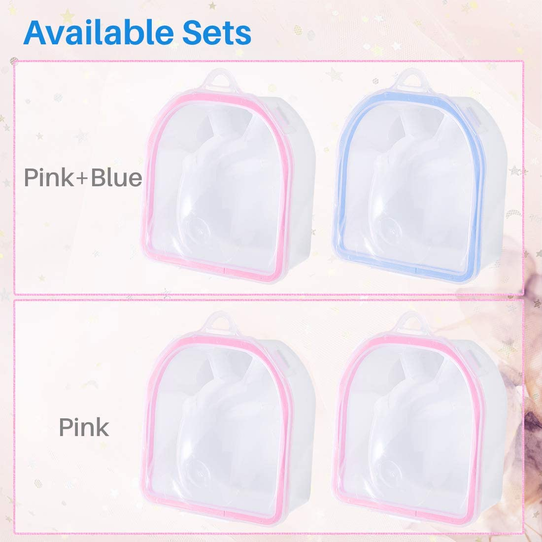 Kalevel Set of 2 Nail Soak off Bowl Nail Soaking Polish Remover Tray Manicure Spa Bowl Soaker Acetone Safe Pink Blue image number 4