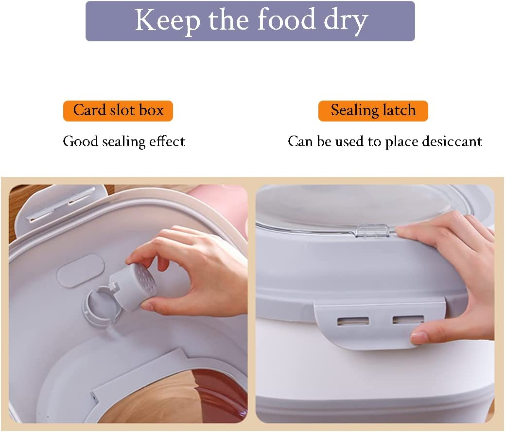 REASOR Dog Food Storage Container,Collapsible 15 Kg Large Capacity Dispenser Bin with Rolling Wheel Airtight Locking Lid,Dog Pet Cat Flour Sugar Kitchen Rice Leakproof Sealable Drying Barrel (Grey) image number 6