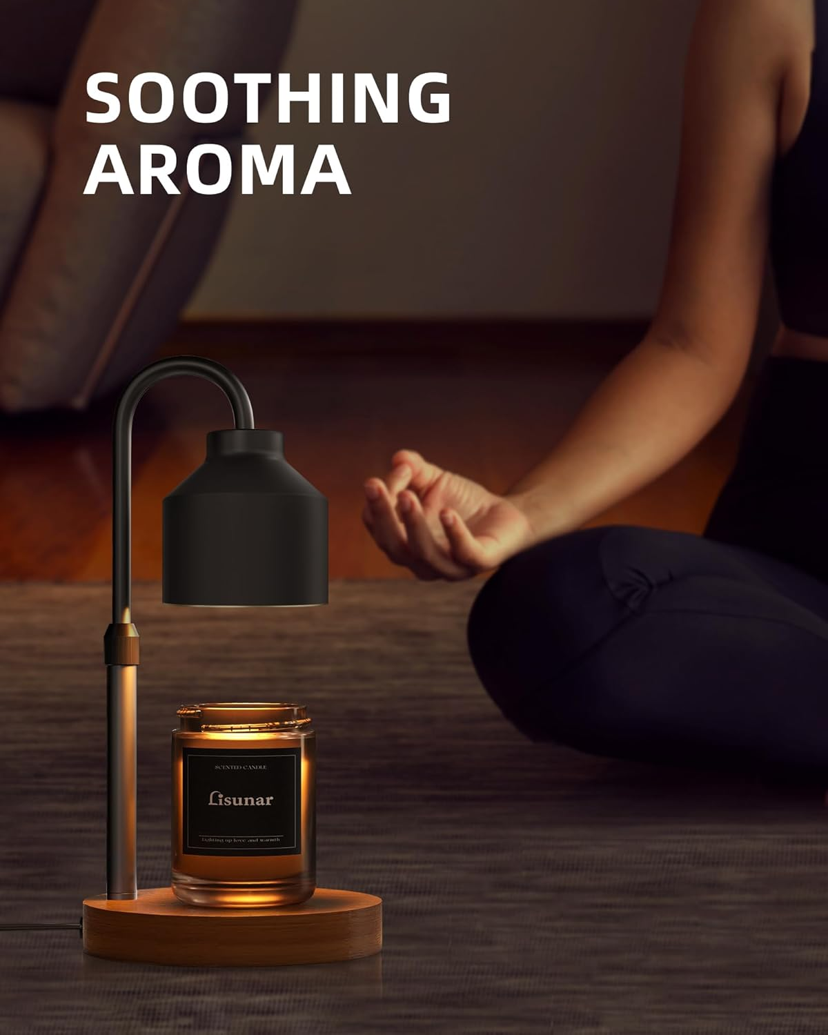 Electric Candle Warmer Lamp Black, Candle Lamp Warmer with Timer, Wax Warmer Lamp for Jar Candles, Adjustable Height Candle Light Warmer with 2 Bulbs - Gold image number 7