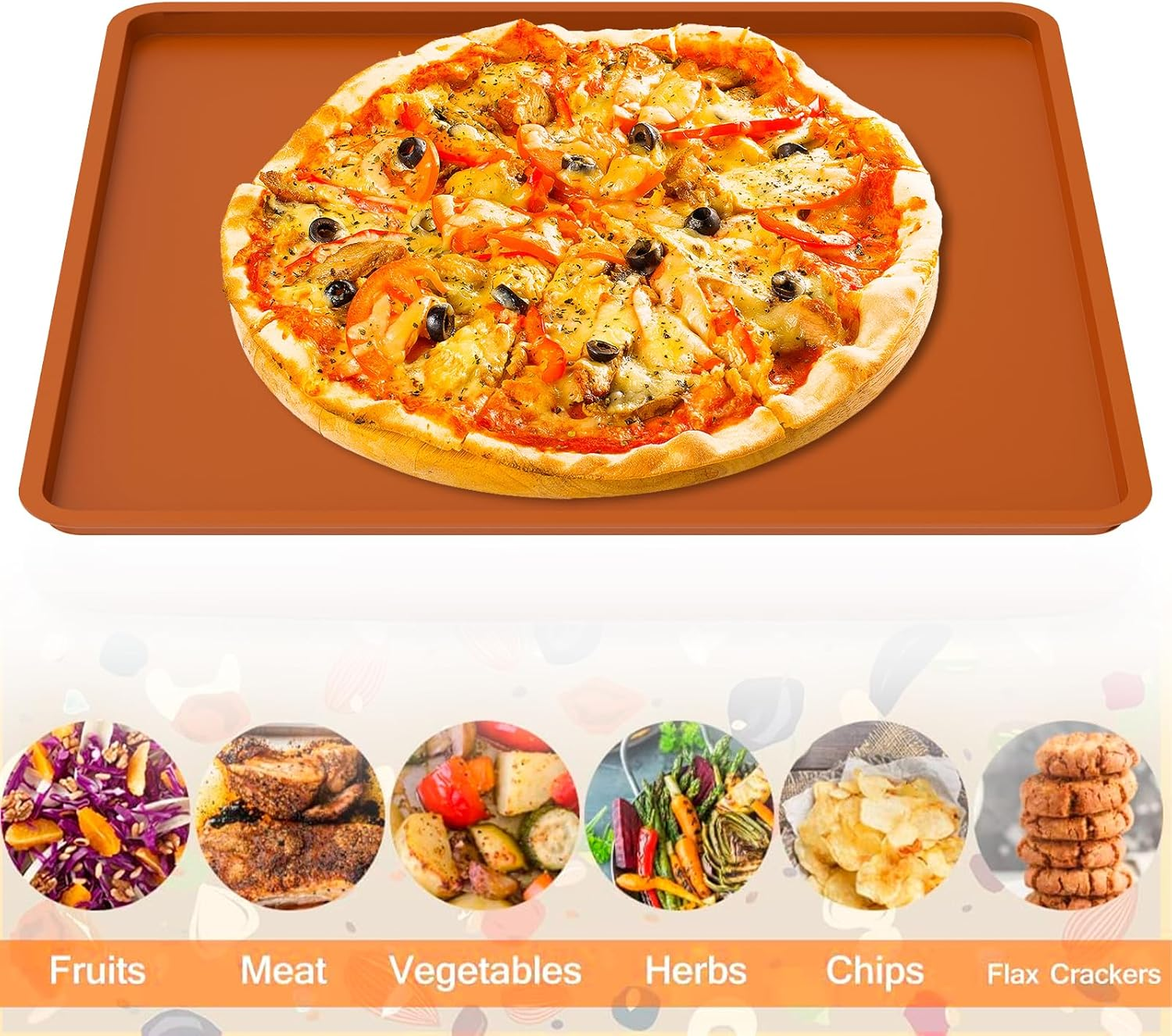 4Pcs / 6Pcs Silicone Tray Liner,Dryer Mat,Silicone Tray Mat,Silicone Fruit Leather Trays,Fruit Leather Tray,Non Stick Silicone Dehydrator Mats for Fruits Meat Vegetables (4Pcs / Set)