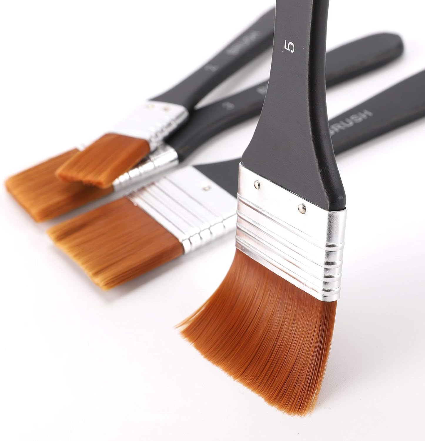 Paint Brushes for Acrylic Paint &ndash; 4 Pcs Set of Premium Artist Brushes, Professional Grade Flat Bristle Nylon Brush, Ergonomic One-Piece Design, Practical and Versatile, Perfect for Home Decoration image number 4