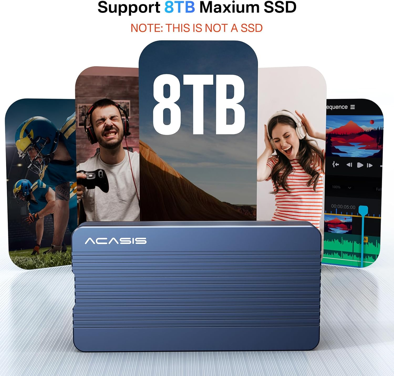 ACASIS 40Gbps M.2 Nvme SSD Enclosure, TBU405 for M1 M2 Pro/Max, Compatible with Thunderbolt 4/3/USB3.2/3.1/3.0/2.0, M.2 Enclosure Support SSD 2280/2260/2242/2230 B+M M-Key image number 4