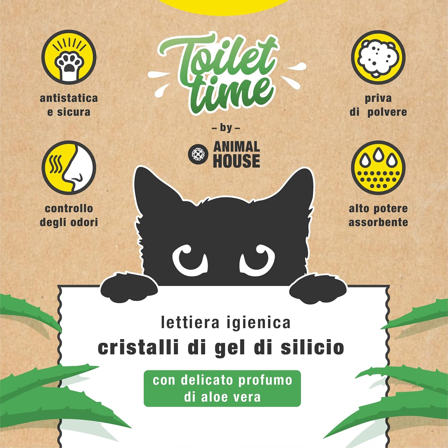Animal House Toilet Time - Crystal Silicone Litter for Cats - Anti-Static and Safe - Dust Free - Extremely Absorbent - Retains Odours (Aloe, 15L) image number 2