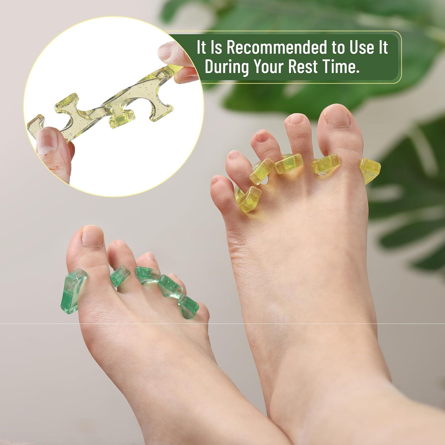 Toe Separators for Pedicure,Toe Spacer,Toe Separators Use for Separation of Toenails or Nails,Washable and Reusable Pedicure Supplies, Yellow and Green Colored image number 3