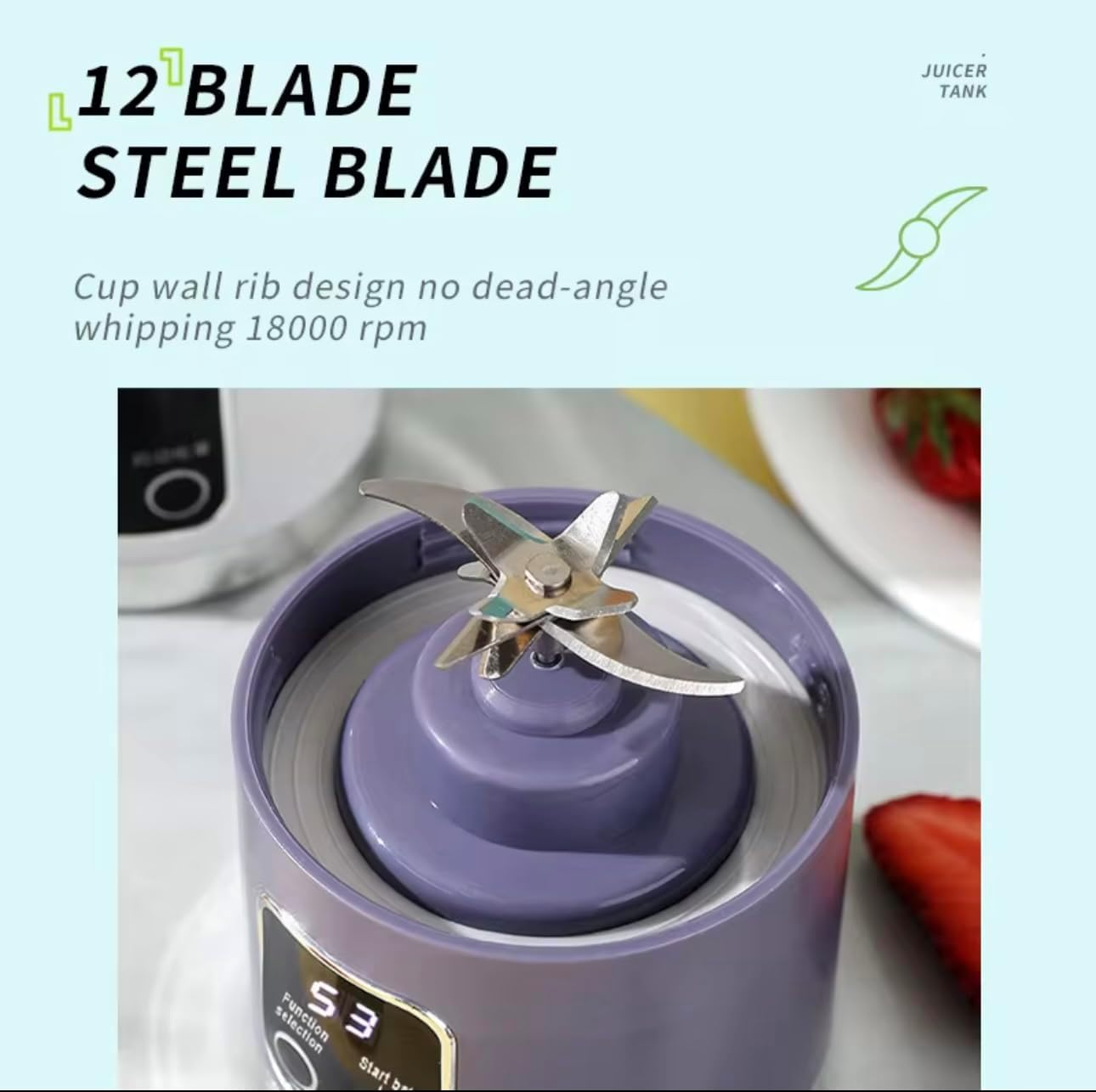 Portable Blender, Personal Blender Electric Shaker for Smoothie, Milkshake, Juice, Mini Smoothie Blender 12 Blade Milkshake Mixing Machine Stir and Go Juicer, HAND BLENDER image number 4