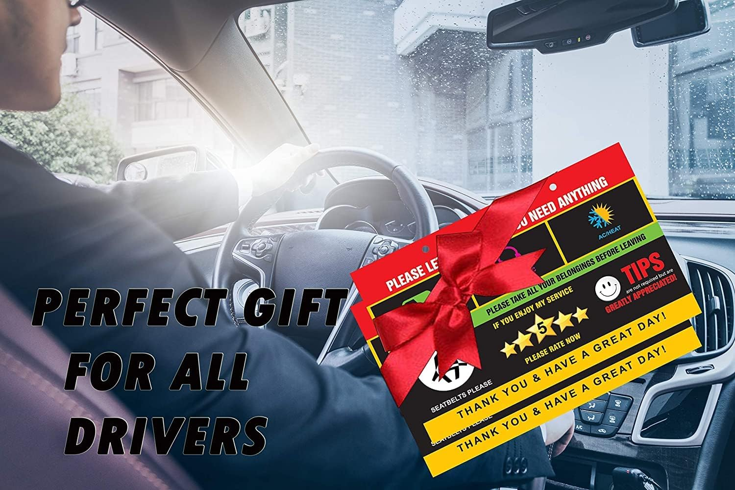 Eagle Express (2 Pack) Uber Lyft Tips Rating Appreciated Rideshare Driver Signs Double Side Double Printed with Different Design 9X6 image number 1