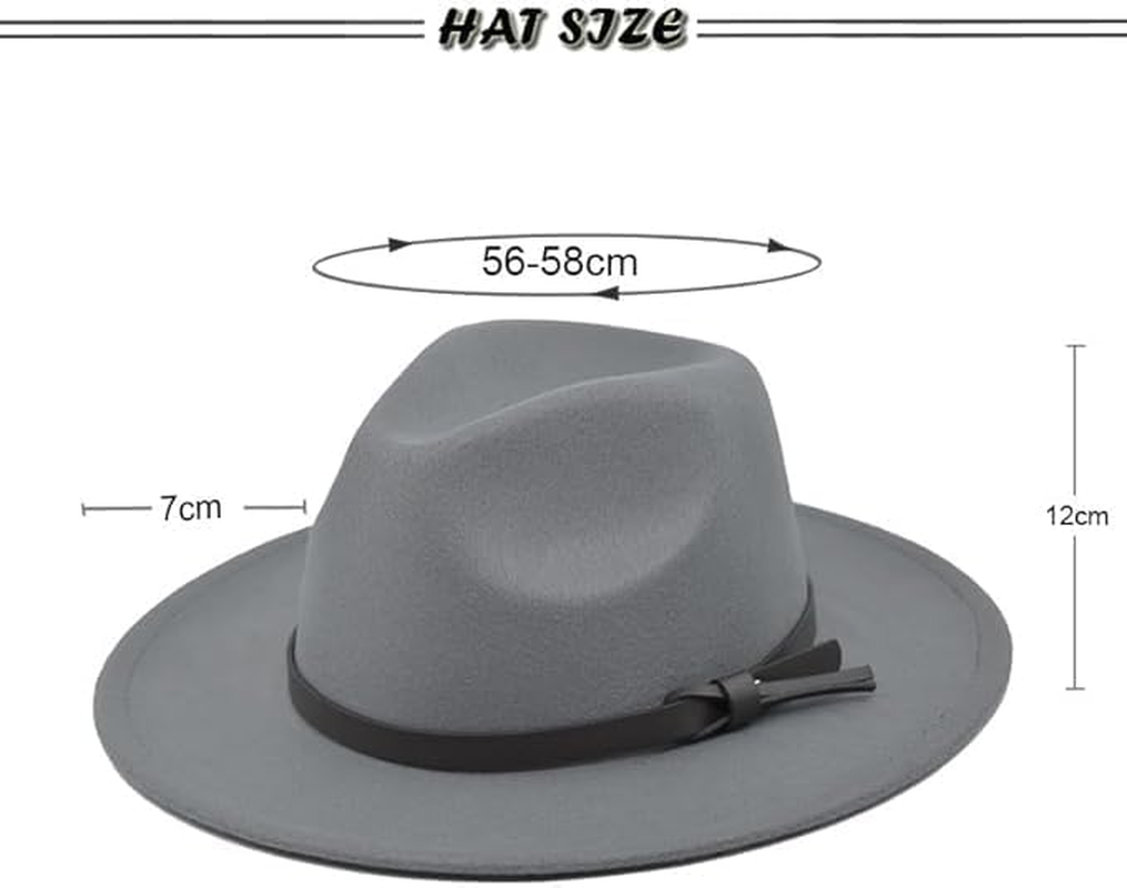 2PCS Hats for Men Women Wide Brim Belt Buckle Felt Panama Hat Dress Hat image number 4