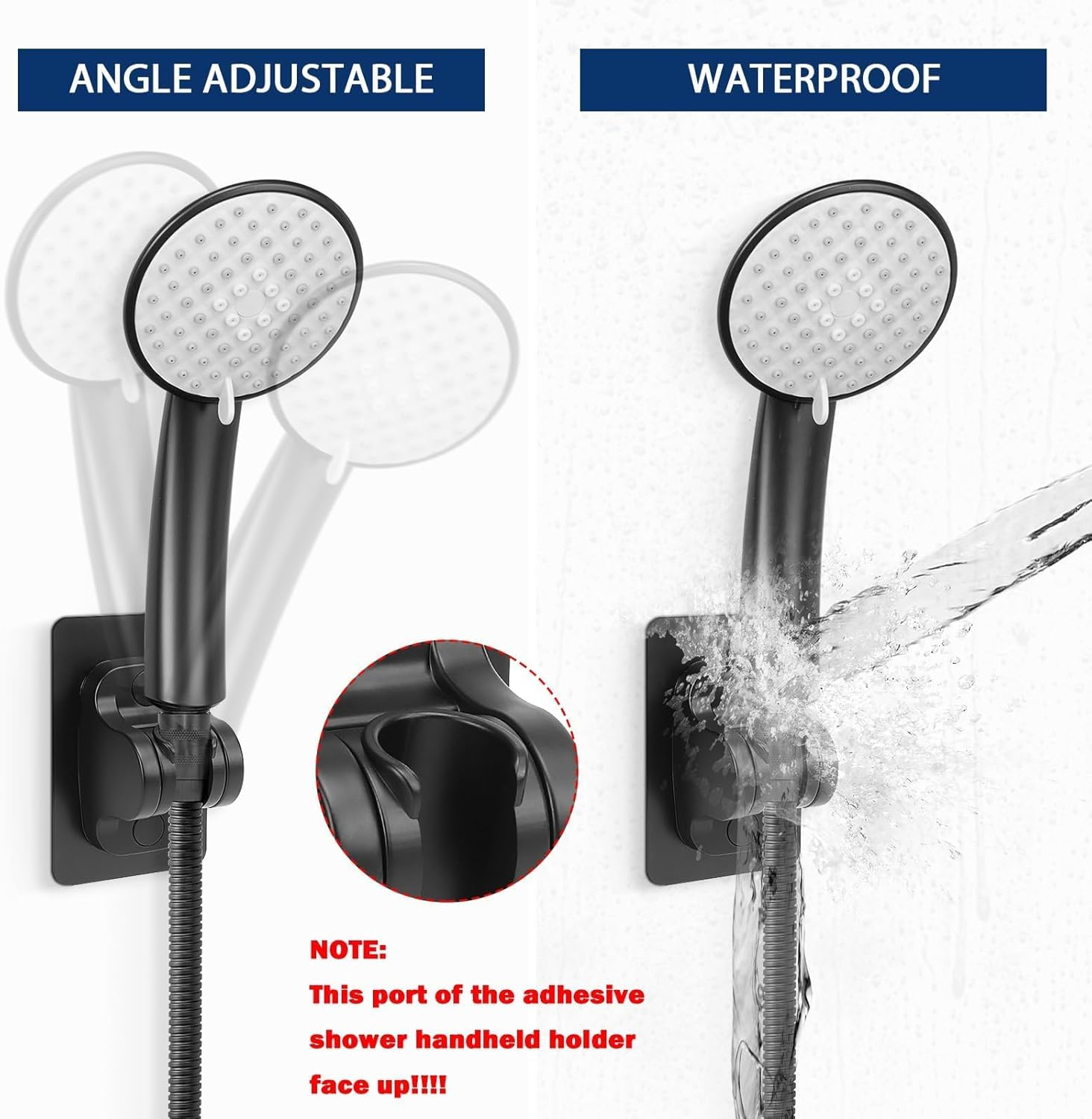 Self Adhesive Shower Head Holder, Adjustable, NO Drilling, Waterproof Handheld Shower Holder, Wall Mount Strong, for Rv Shower, Kids Shower, Bathroom Shower ( Grey) image number 5