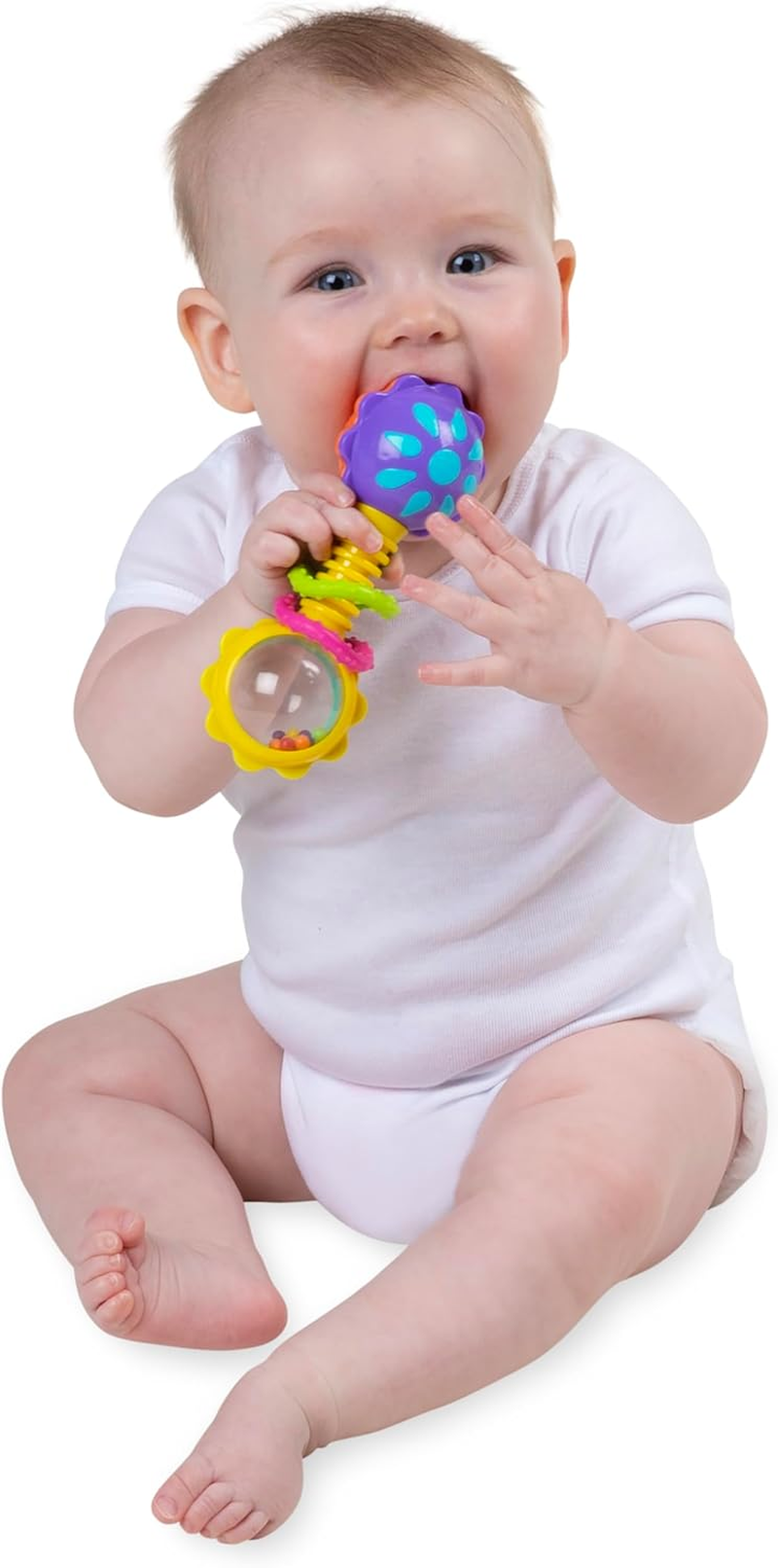 Playgro Twisting Barbell Rattle Refresh - Interactive Baby Teething Toy for Soothing Gums, Colorful Beads, and Engaging Sounds, Multicolor image number 6