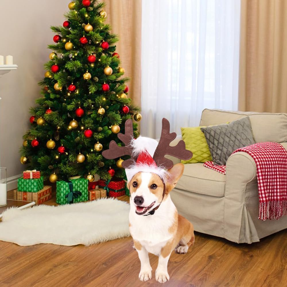 Christmas Pet Headband Dog Cat Reindeer Antlers Headband for Pet Dog Christmas Headdress for Dogs for Costume Outfit for Dogs Cats image number 1