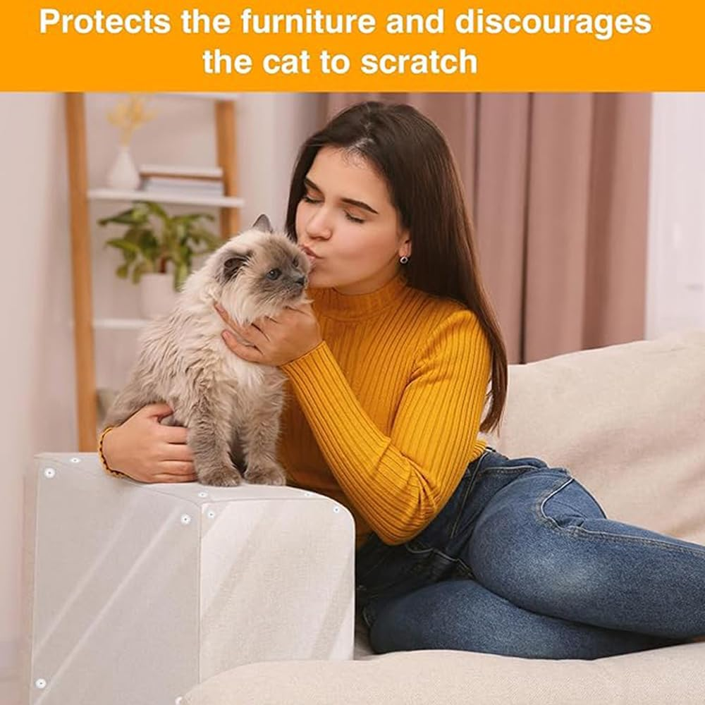 Clear Furniture Protector for Cat Scratching, 12-Pack with 50 Pins, Transparent Shield for Sofas, Doors, Beds image number 4