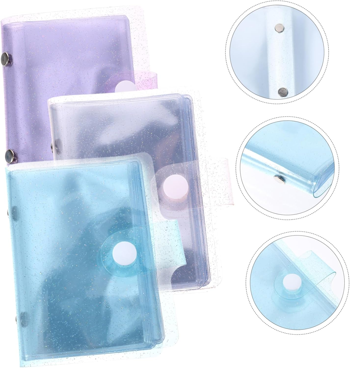 GLEAVI 3Pcs Mini Photo Album Postcard Storage Book for Instant Photos Compact Card Holder Blue Purple Pink for DIY Memories and Travel