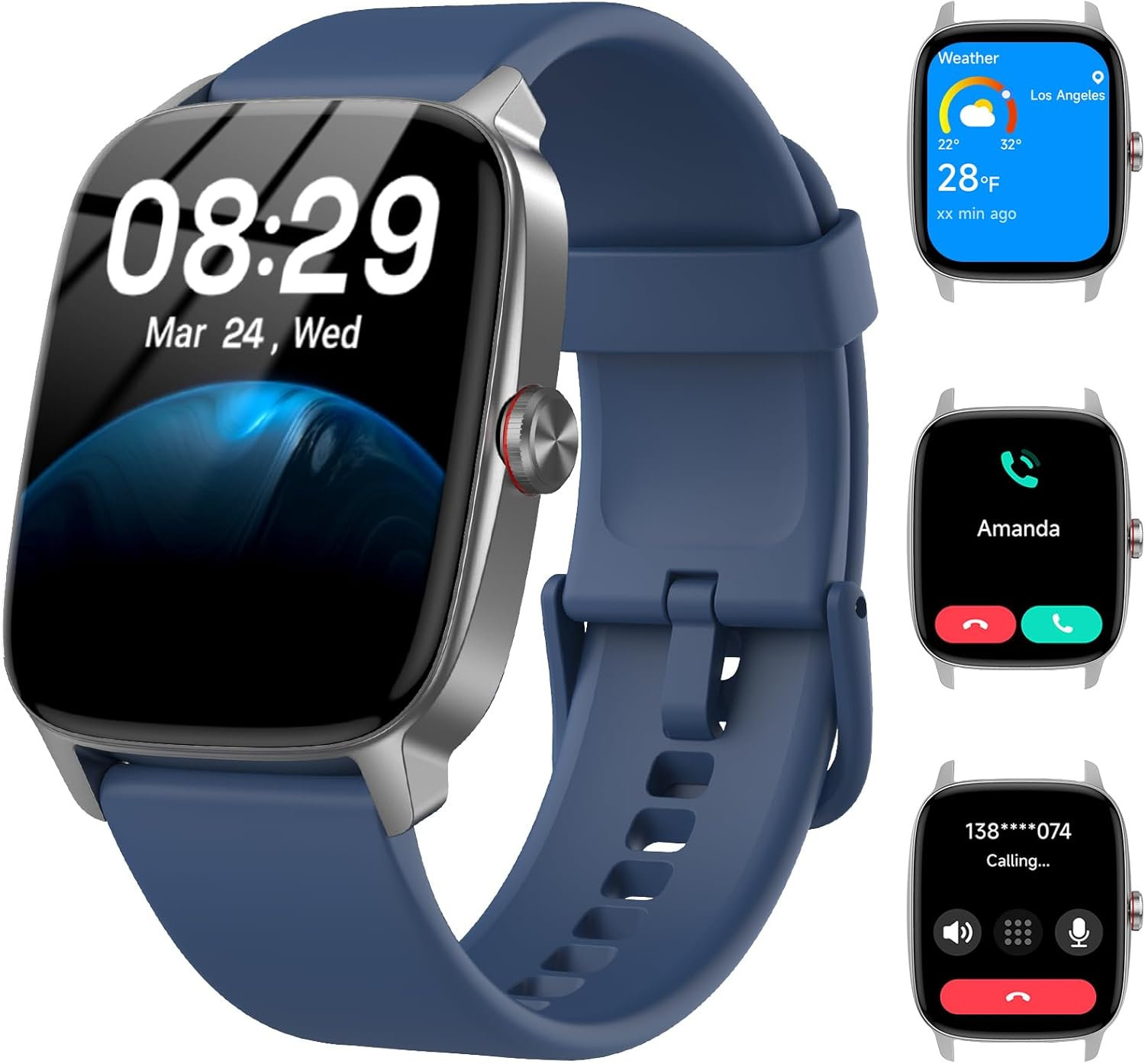 Smart Watch for Men Women with Bluetooth Call & AI Voice, 1.85" HD Fitness Tracker with Heart Rate Spo2 Sleep Monitor, 100+ Sports Modes, Mini Games, IP68 Waterproof Smartwatch for Android Ios Phones