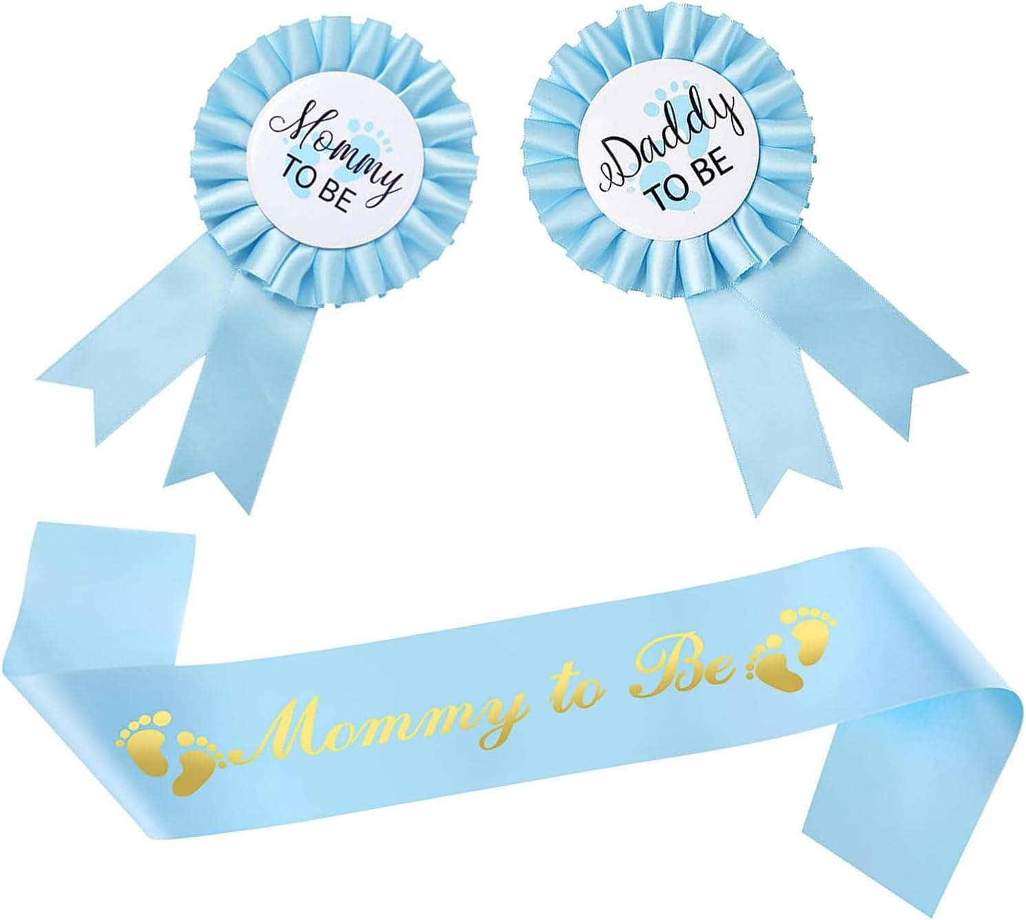 3 Packs Baby Shower Decorations Mommy to Be Sash, Daddy and Mommy to Be Badge Pin Button for Baby Shower Celebration Gender Reveals Party Favor New Dad Mom Gifts