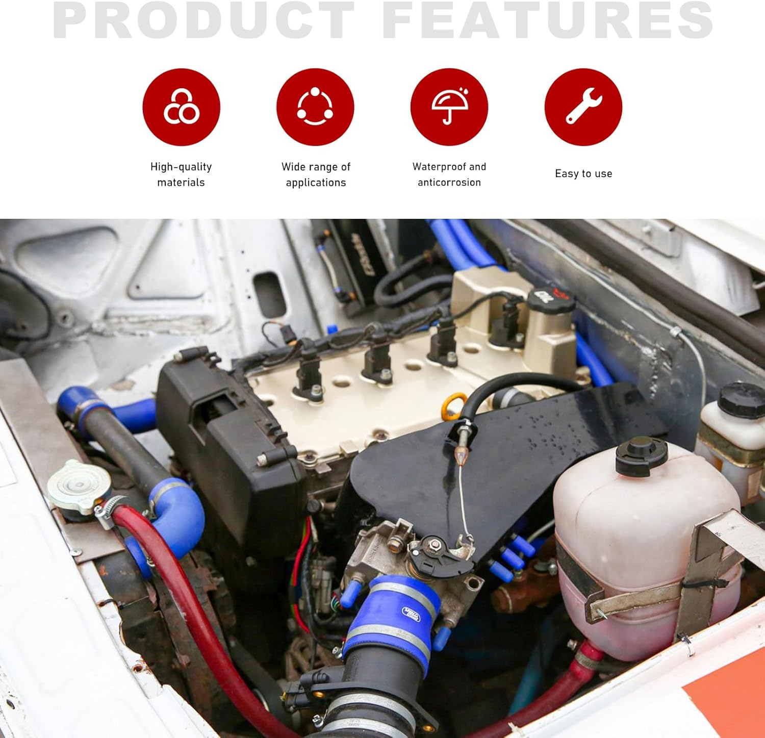 Colorful Fuel Line Hose Tube, Flexible Anticorrosion Silicone Gas Line Petrol Hose Line, Soft High Performance Vacuum Tubing Hose Replacement for Motorcycle Dirt Pit Bike ATV (Red) - Red image number 3