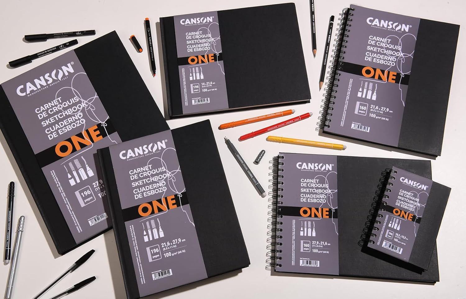 Canson Artbook ONE - 14X21.6Cm Spiral-Bound Sketchbook Including 80 Sheets of 100Gsm Drawing Paper