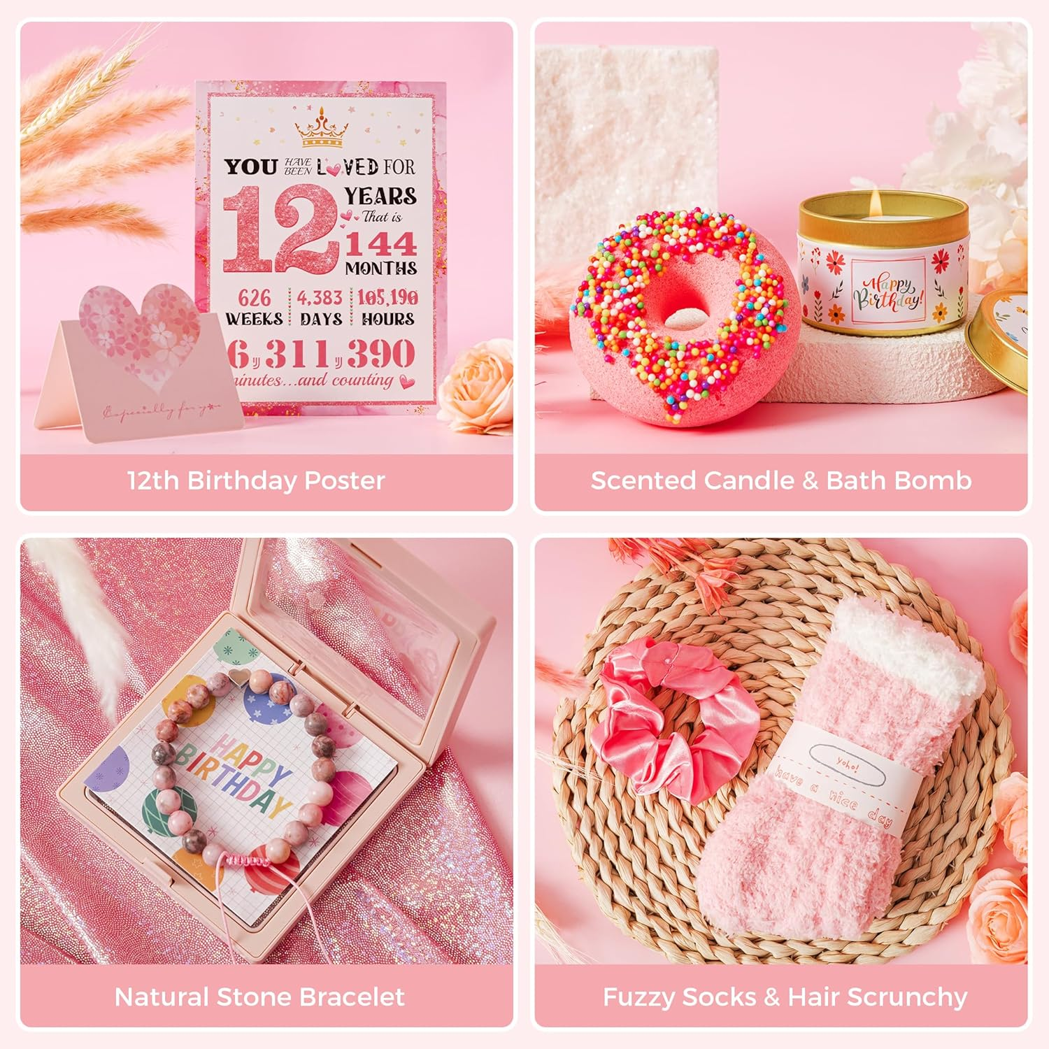 12Th Birthday Gifts for Girls,Best Gifts Basket Presents Ideas for Turning 12 Year Old Girls,Happy Sweet 12Th Birthday Pamper Hamper Box Kit for Sister Daughter Granddaughter Niece Teenage Teen Her image number 4