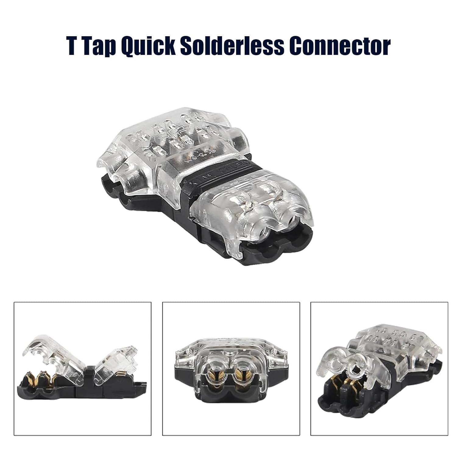 DIANN 10Pcs Low Voltage Wire Splice Connectors T Tap Quick Solderless Connector 2 Pin Rock Solid Connector for 20/22 AWG Cable for Automotive Vehicle Audio Video Lighting image number 3
