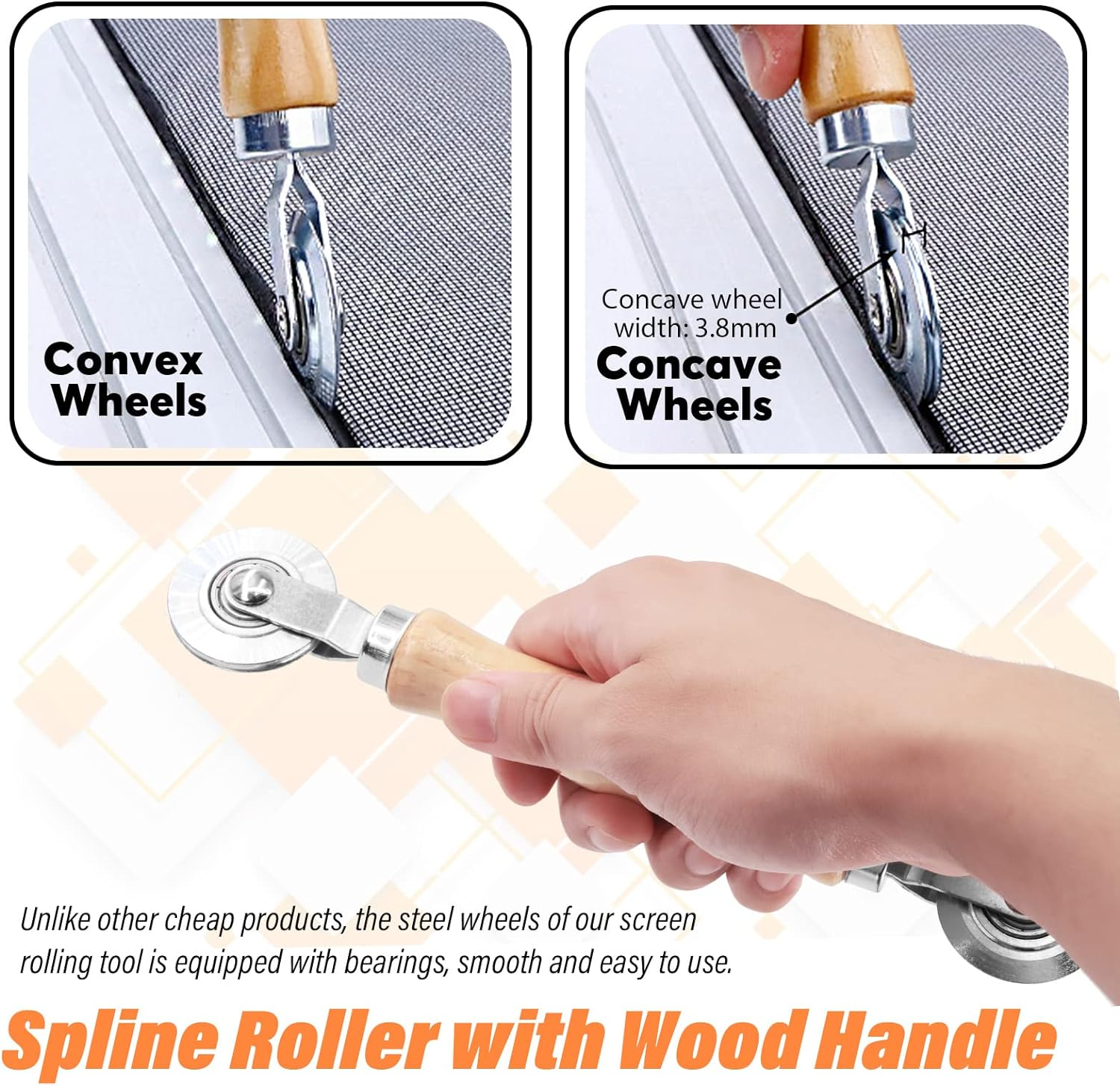 4Pcs Black Window Screen Door Repair Replacement Includes 120Cm X 250Cm Fiberglass Window Screen Mesh Spline Rolling Tool Screen Retainer Spline Remover Hook for Windows Flex Screen image number 5