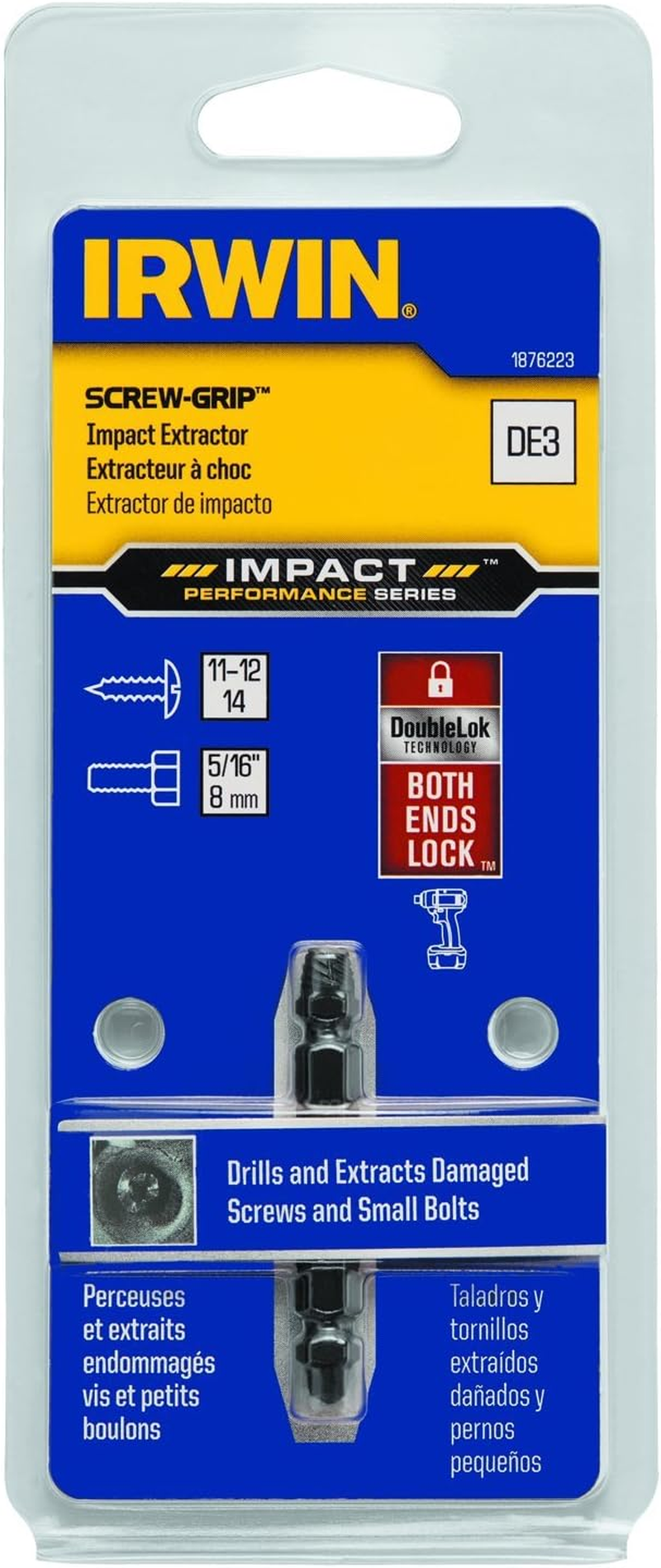 IRWIN Tools IMPACT Performance Series SCREW GRIP Double-Ended Screw Extractor Insert Bits, 6-Piece Set (1876225) image number 1