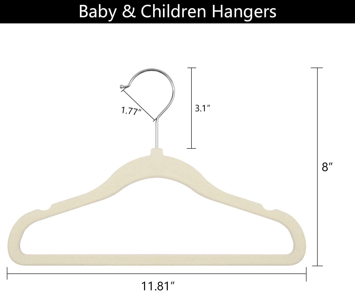 Goodtou Kids Hangers Velvet 50 Pack - Baby Felt Hangers Non Slip Toddler Hanger Childrens Hanger for Kid image number 1