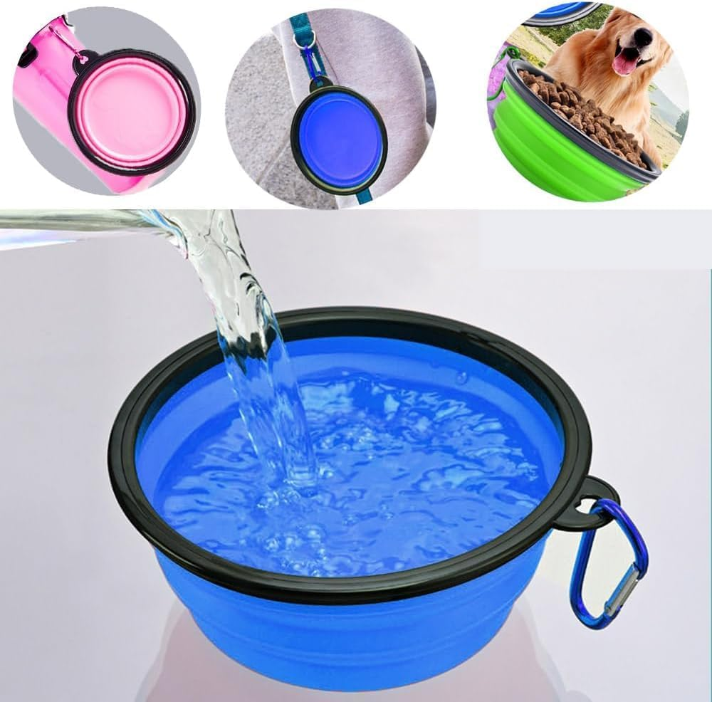 Limcryspp 4 Foldable Dog Bowls, Portable Pet Feeding Water Tray, Suitable for Walking, Hiking, Traveling, Indoor/Outdoor Use image number 1