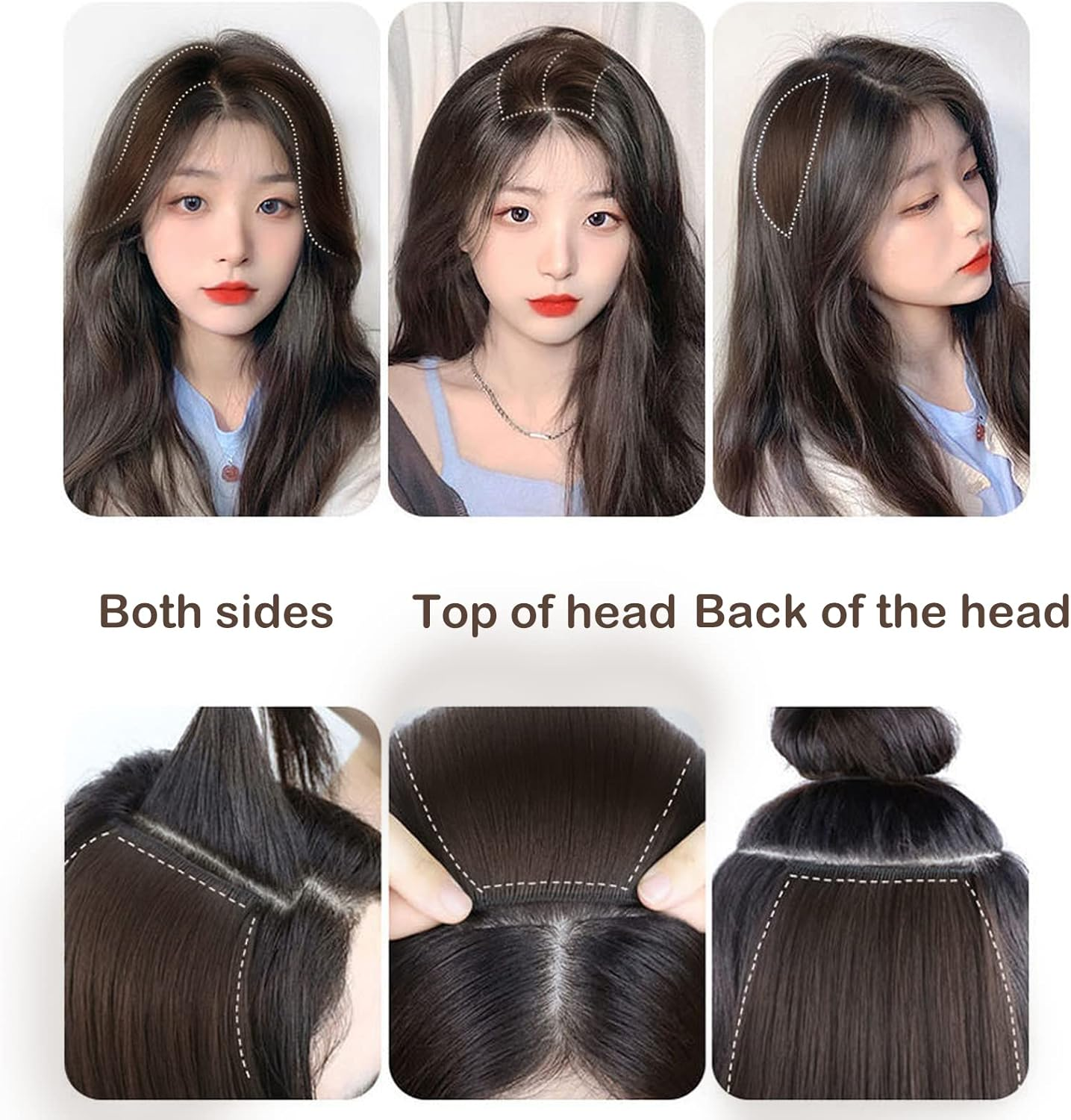 Invisible Traceless Side Fluffer Mini One Piece Hair Pad 10 Cm Light Brown Pack of 4 image number 3
