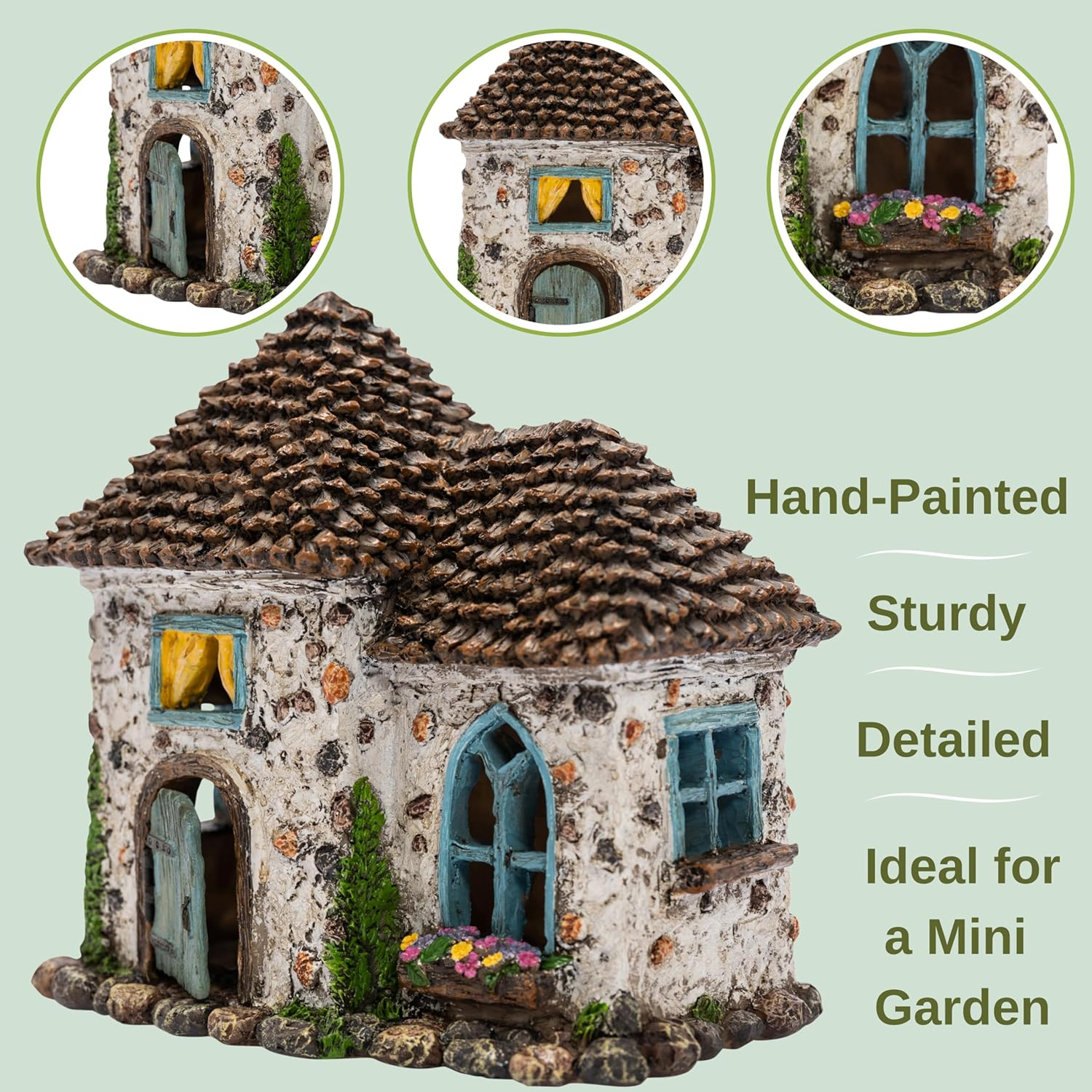 PRETMANNS Fairy Garden House Kit - Accessories with Miniature Fairies & Welcome Sign &ndash; Fairy House Is 6&rdquo; High &ndash; Fairy Garden Supplies 4 Pieces image number 3