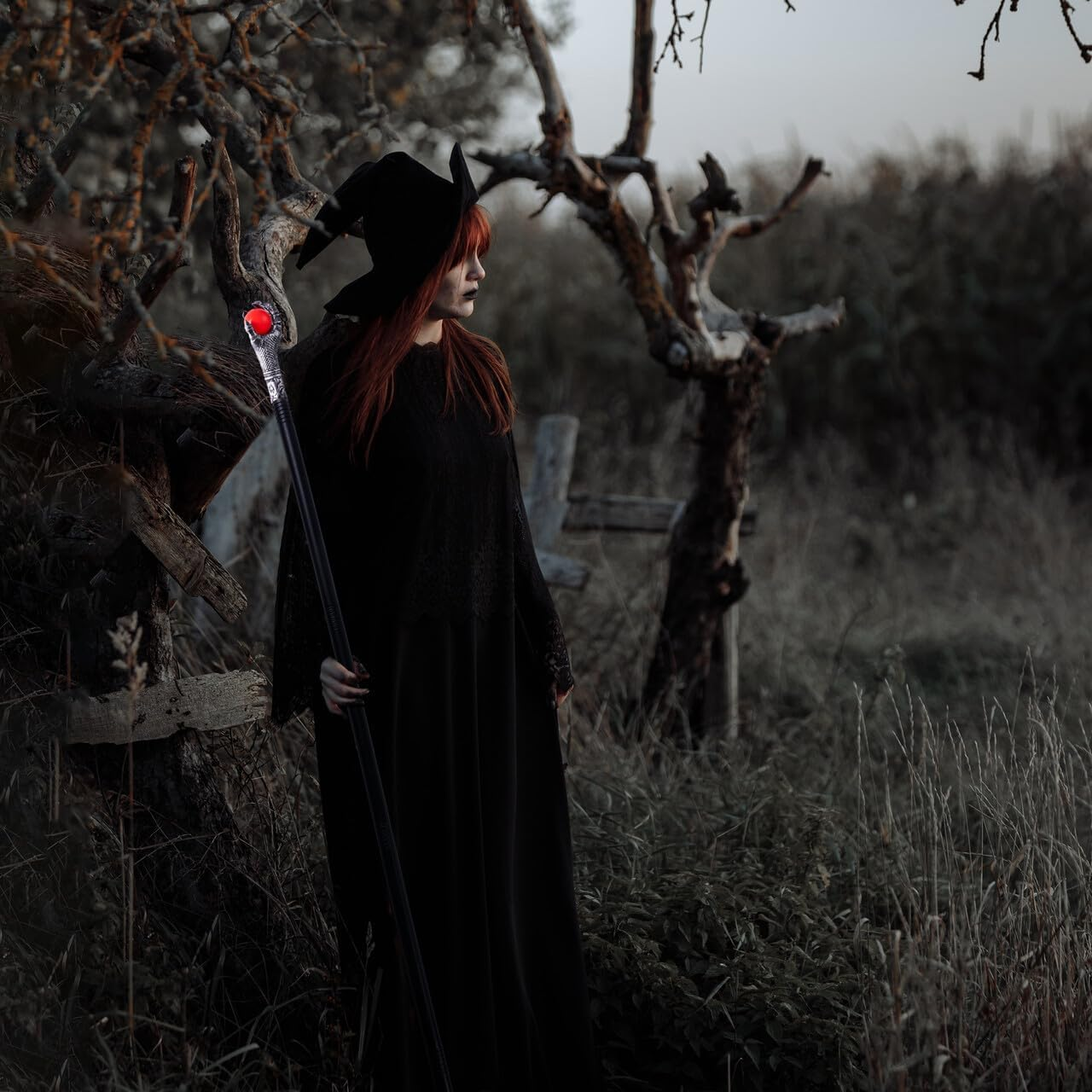 Spooktacular Creations Halloween Costumes Walking Cane Red Fire Dragon Claw round Wands with Fire Wizard Staff Stick Accessories for Halloween Party Pretend Play Costume, Halloween Dress Up