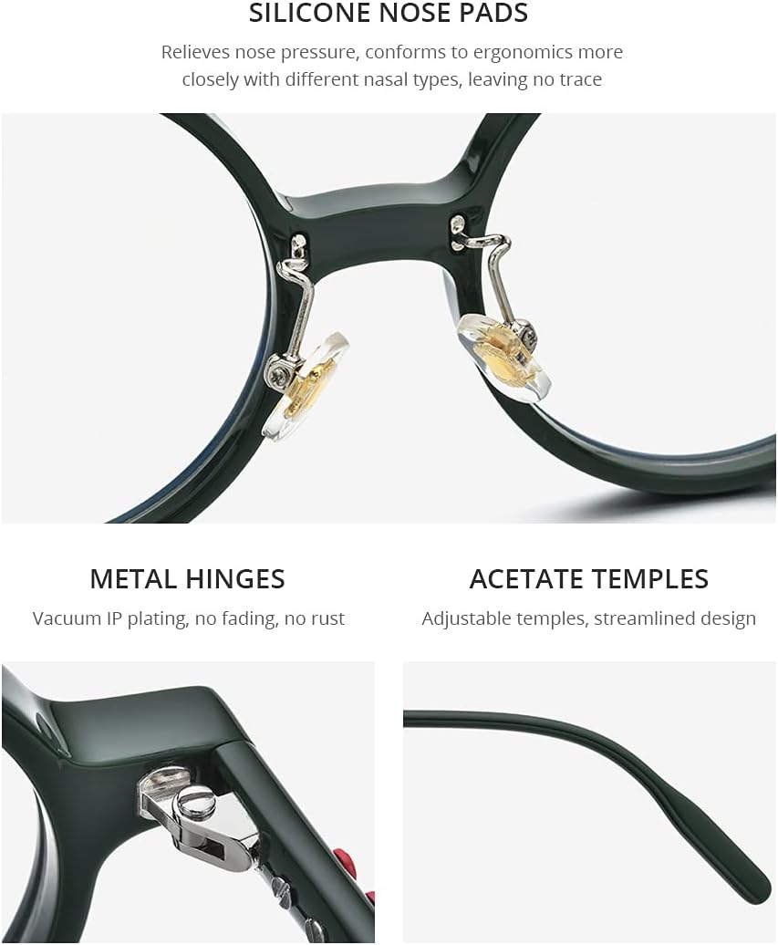 HEPIDEM Acetate Men Vintage round Optical Glasses Frame Spectacles Eyeglasses Zolman - 9169 Green Red image number 2