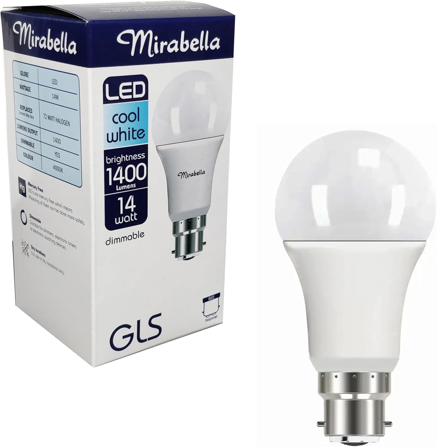 12 X 14W Dimmable LED Light Globes Bulbs Lamps Cool White B22 Bayonet - 1400Lm image number 1