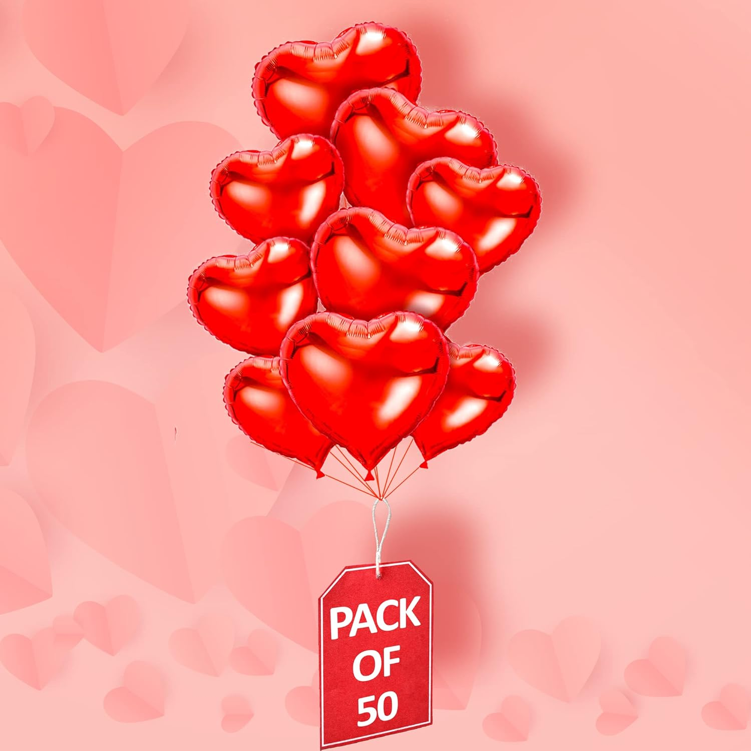 Love Balloons Red- 50Pcs 10Inch Foil Heart Balloon, Valentine Day Balloons, Room Decorations Kit Party Props Decor Balloons Valentines Day Heart Balloons image number 4