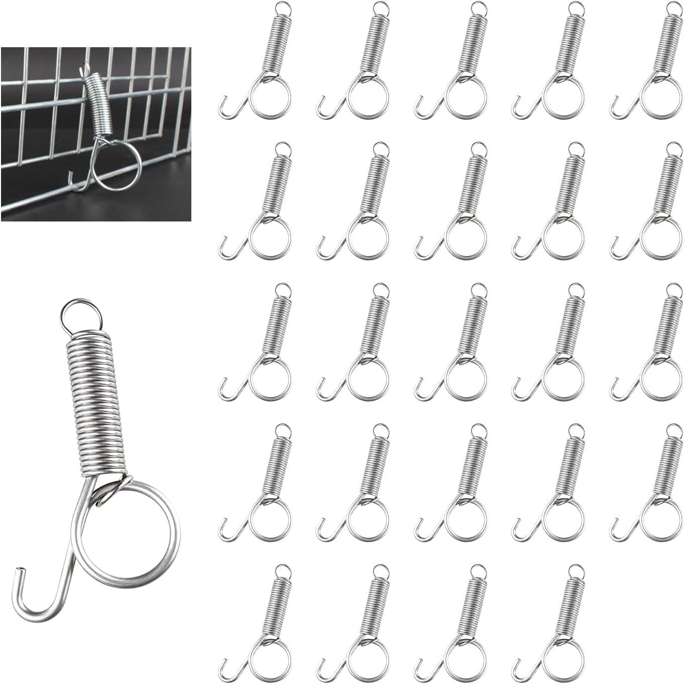 Sgphrzlt 25 Pieces Rabbit Cage Clips for Wire Animal Cage, Metal Finger Spring Latch Hook, Dog Crate Lock Door Fixing for Cat Bird Chick Guinea Pig Squirrel Hamster Pet Kennel image number 6