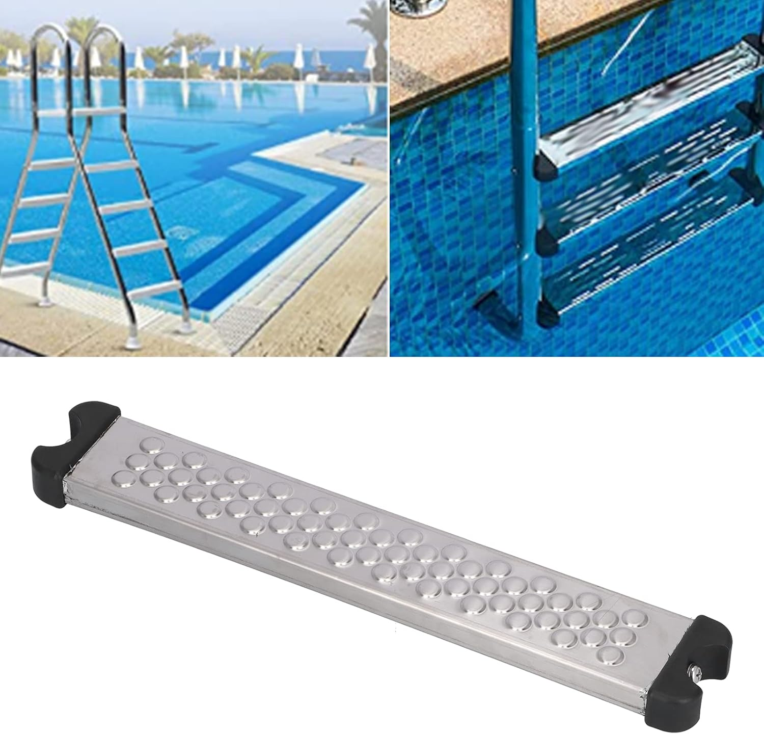 Replacement Pool Ladder Steps, Stainless Steel Replacement Ladder Rung Steps Anti‑Skid Padded Pedal Easy to Install Pool Steps with Screw for Swimming Pool Spa Hot Spring Escalator Pedal image number 6