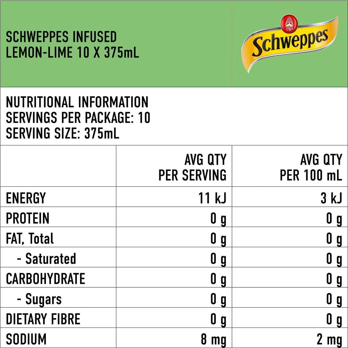 Schweppes Zero Sugar Lime & Lemon Infused Natural Mineral Sparkling Water 375 Ml (Pack of 10) image number 4