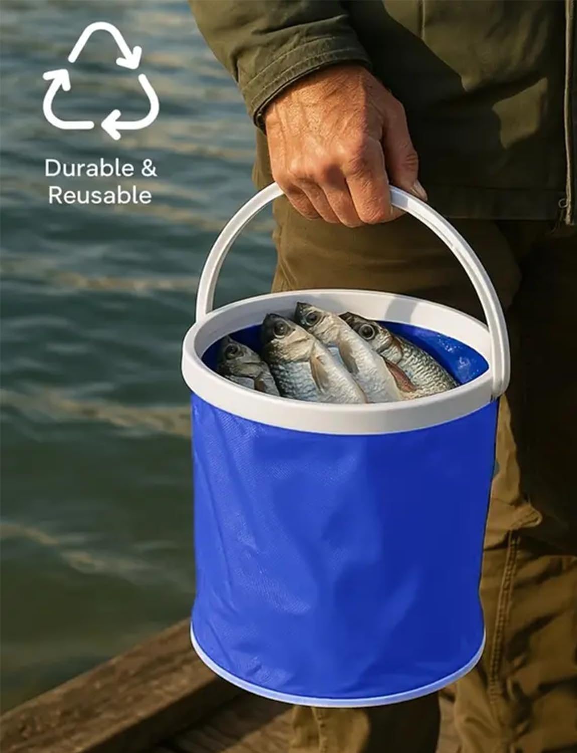 Portable 4-Piece Car Wash Kit: 1 13L Collapsible Bucket + 1 Chenille Microfiber Mitt + 2 Towels - a Versatile Cleaning Kit for Cars, Rvs, Outdoor Adventures, and Fishing image number 1