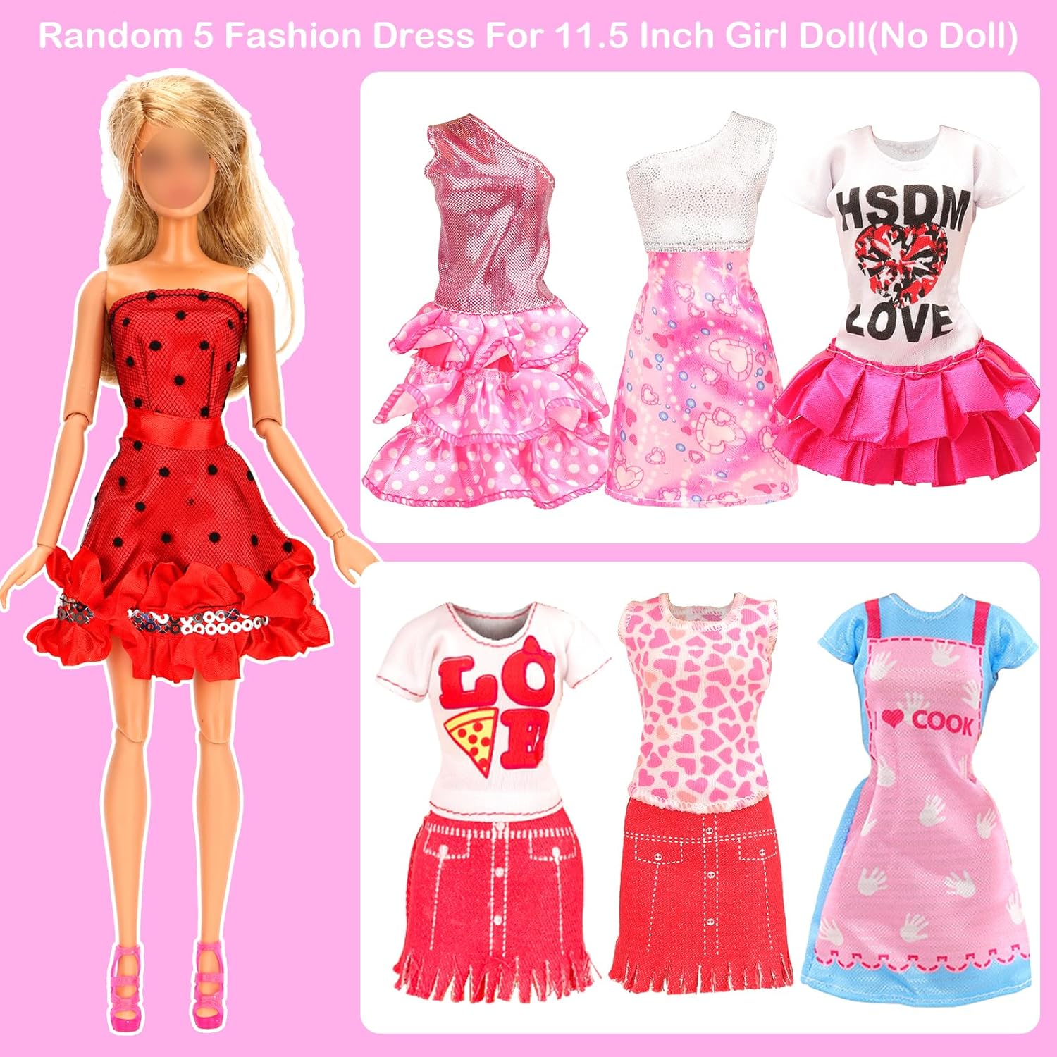 Barwa 39 Accessories Selected Randomly for 11.5 Inch Girl and Boy Dolls: 10 Clothes + 4 PCS Shoes for Boy + 5 Tops + 5 Pants + 5 Dresses + 10 PCS Shoes for 11.5 Inch Girl