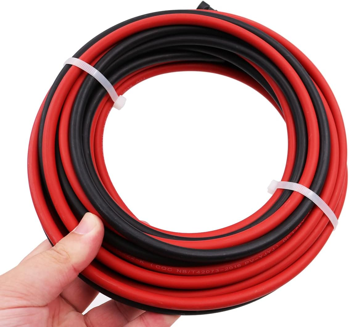 ZONADA Pair of 6M 6Mm2 Single Core Extension Cables with Connectors for Solar Panels and Solar Systems 6 Meters (19.6 Feet) Cable with Plug image number 1