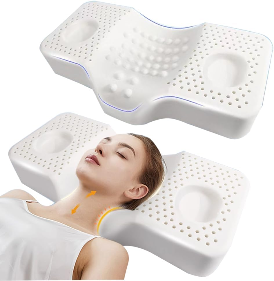 Cervical Orthopedic Latex Sleeping Pillow; for Neck, Shoulder, and Back Pain Relief; Helps Spinal Alignment; Back and Side Sleeping,Import from Thailand Neck Pillow,Specialty Medical Pillows image number 3
