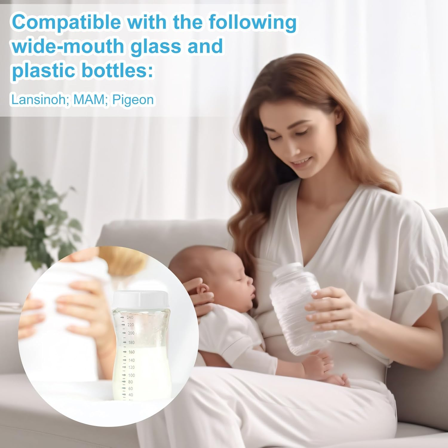 10Pcs Bottle Caps for Babies, Bottle Caps for Bottles Compatible with Bottles Lansinoh MAM Pigeon (White) - Orange image number 3