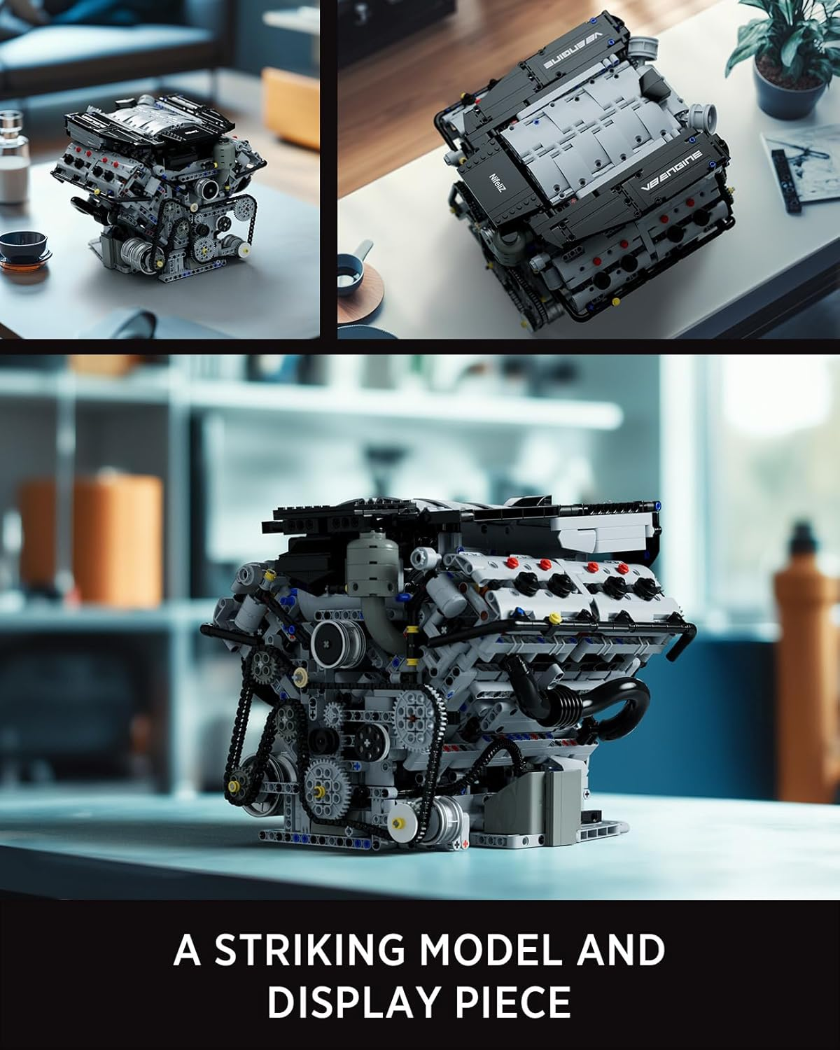 Nifeliz V8 Engine Building Set, Exclusive Advanced Collector'S Engine Model, Physical Science Experiment Toy for Adults, Home or Office D&eacute;cor (2725 PCS, NF10287)