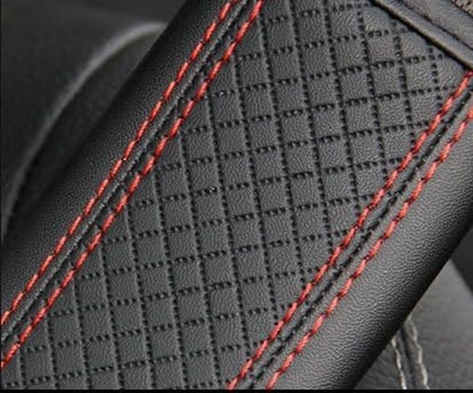 2PCS Car Seat Belt Cover, Soft Shoulder Strap Covers Harness Pads, Safety Leather Seatbelt Comfort Driving Cushion Protect Your Neck and Shoulder Universal for Car, SUV (Black/Red, 6.5 * 23Cm)