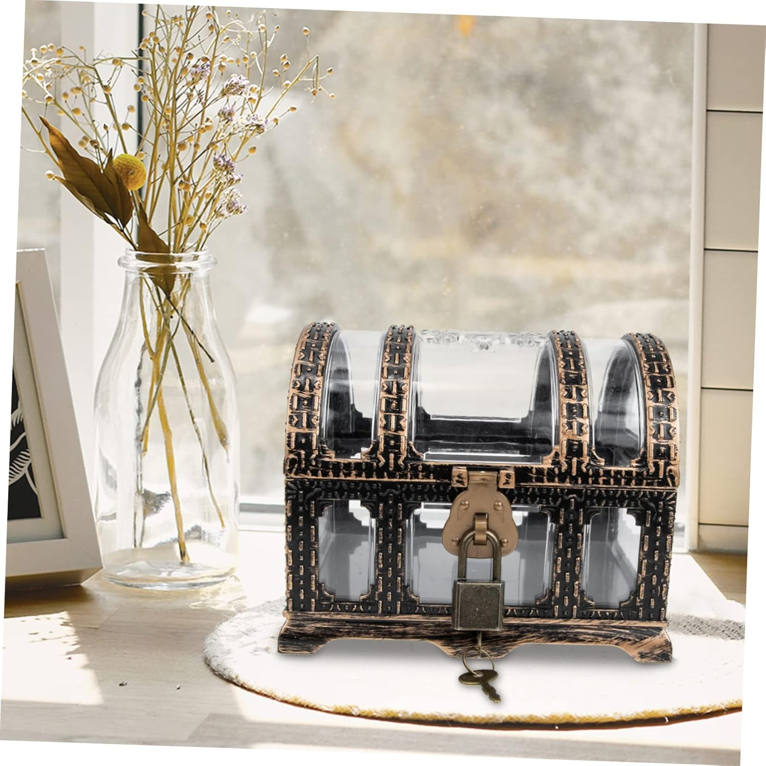 Pirate Treasure Chest and Keepsake Box for Children Medium Vintage-Style Storage Box Jewelry Collection Feature Decorative Toy for Home Organization image number 2